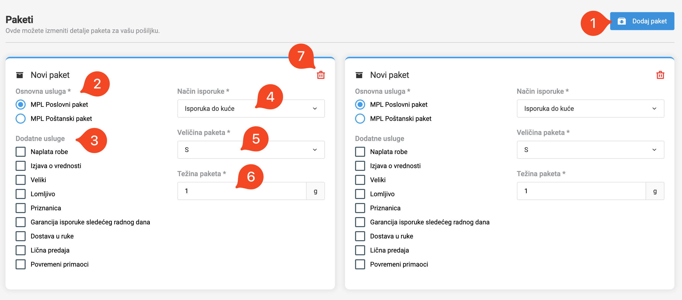 Specijalni tipovi isporuke