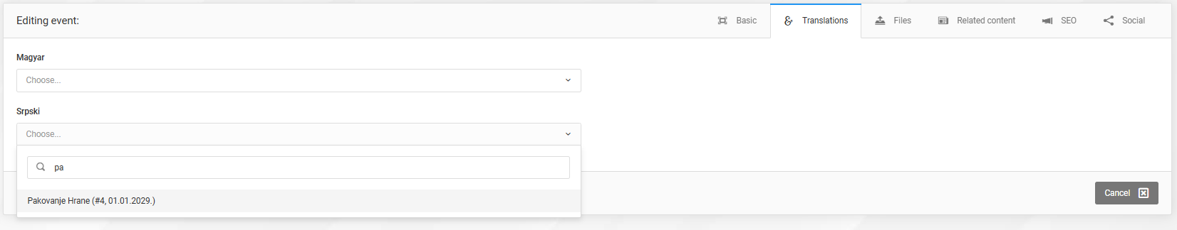Events and event categories