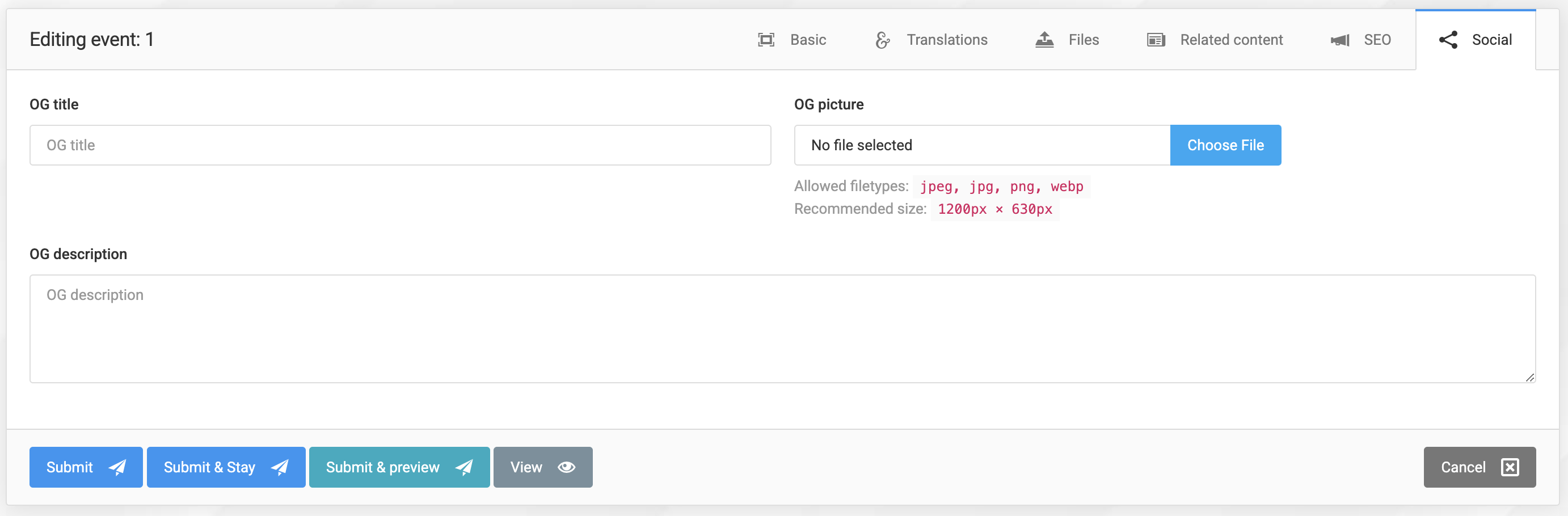 Events and event categories
