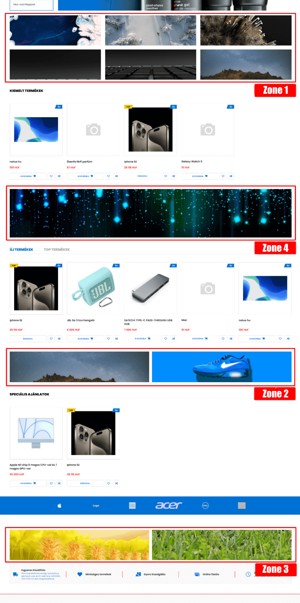 Banners (Ad positions) on the homepage