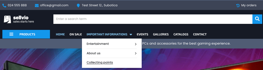 Categories (Static Content Categories and Menus)
