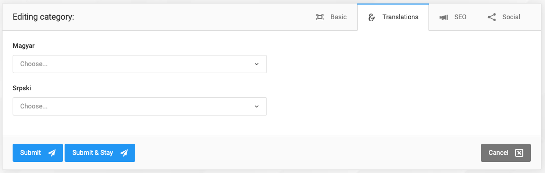 Categories (Static Content Categories and Menus)