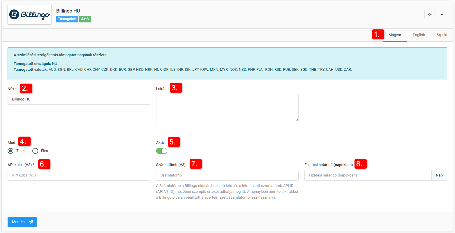 Számlázási szolgáltatások