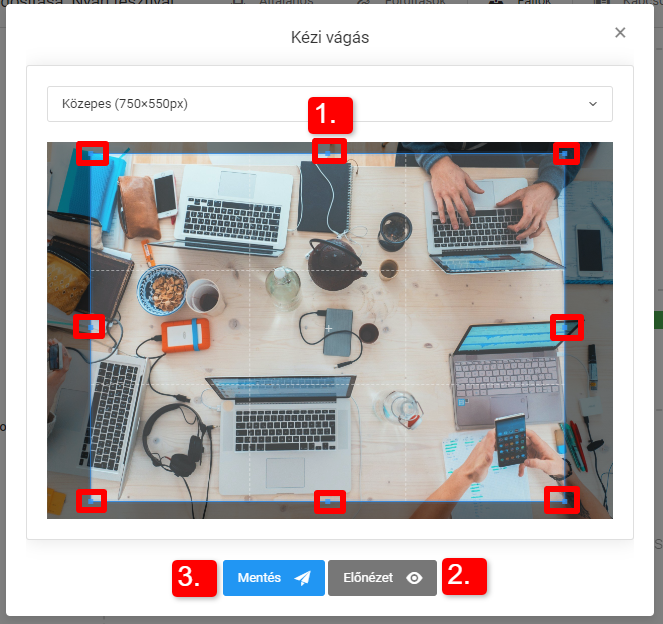 Képek manuális vágása a rendszerünkben