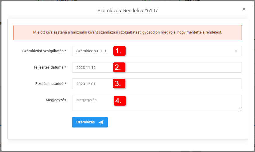 Számlázási szolgáltatások