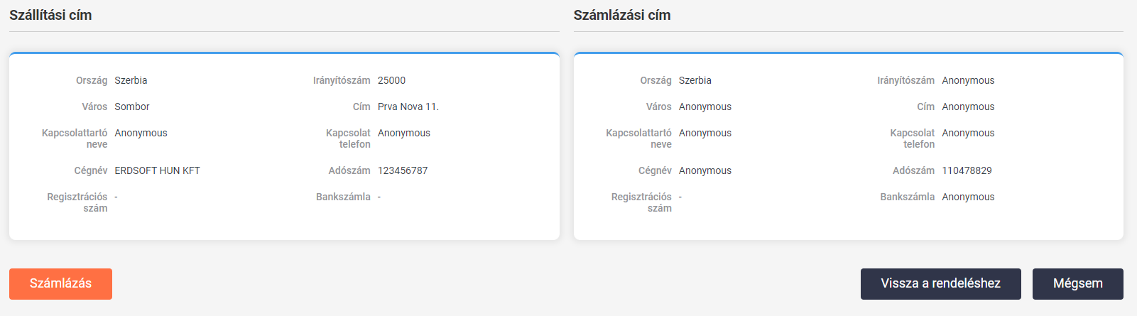 Számlázási szolgáltatások