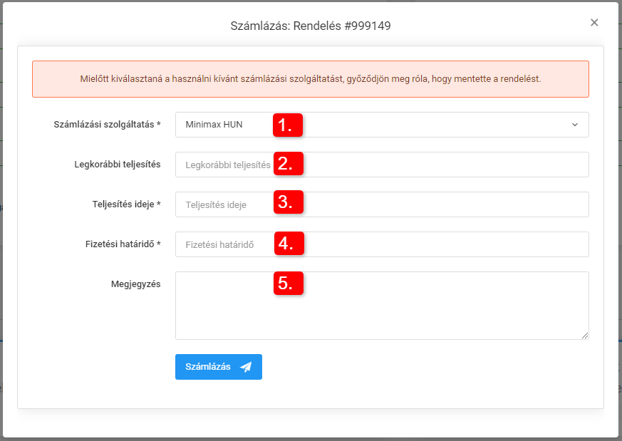 Számlázási szolgáltatások