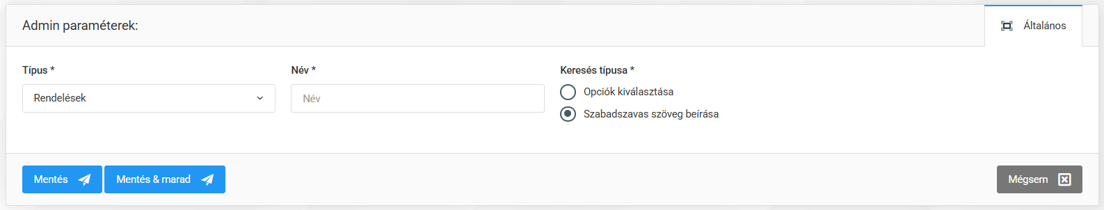 Admin paraméterek