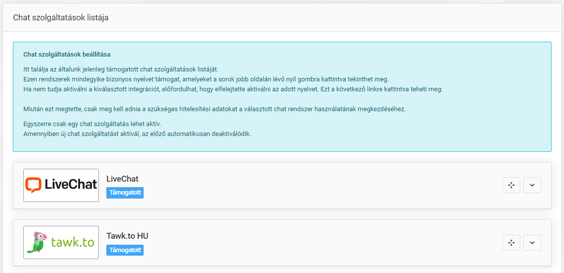 Csevegési szolgáltatások