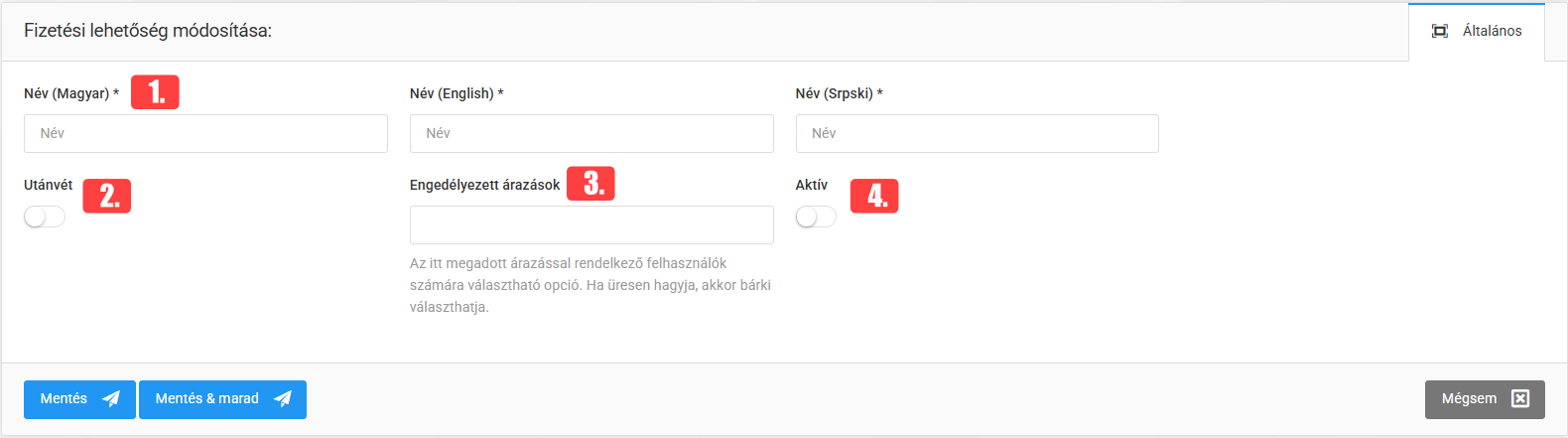 Fizetési lehetőségek