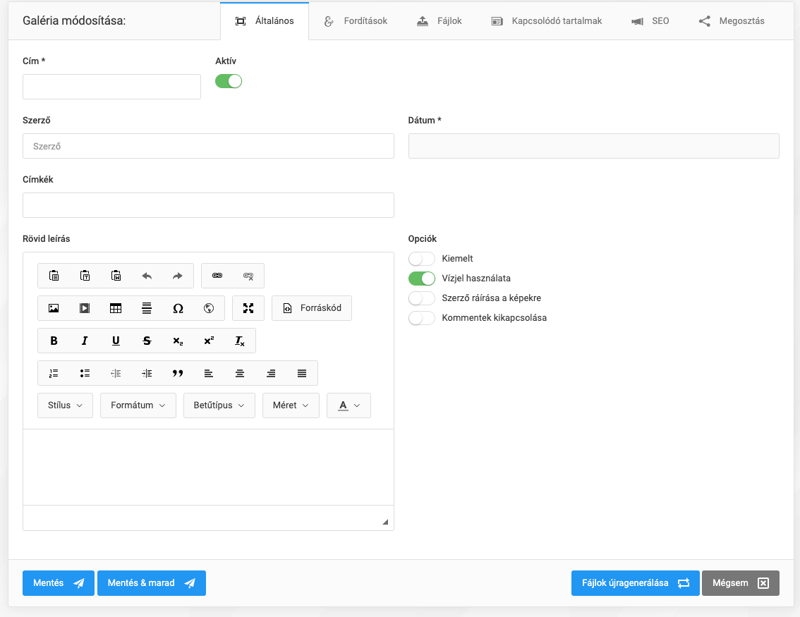 Galériák és kezelésük