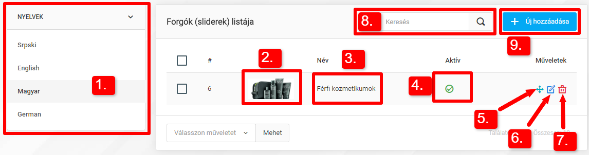 Forgók (sliderek) és szerkesztésük