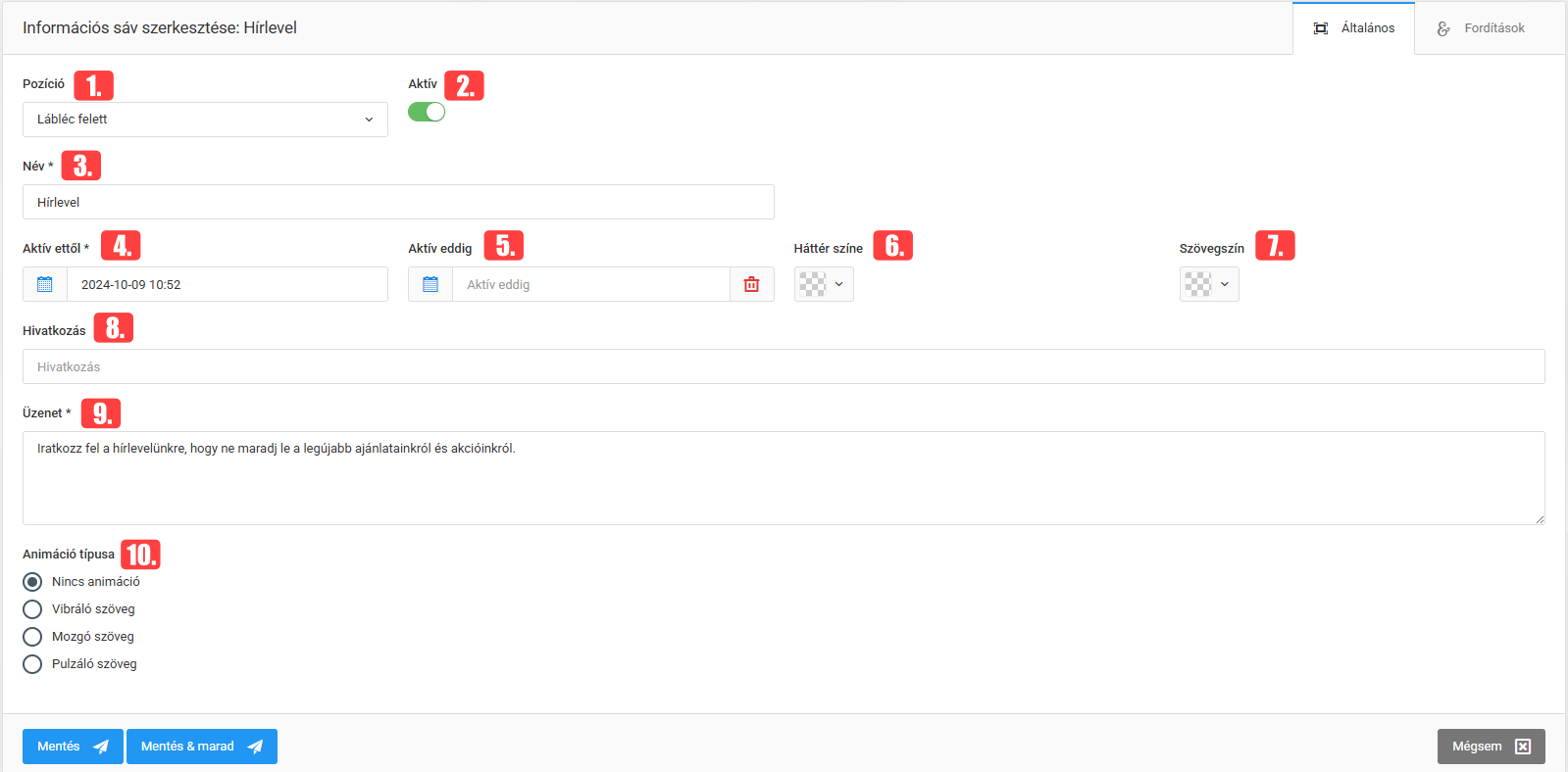 Információs sávok