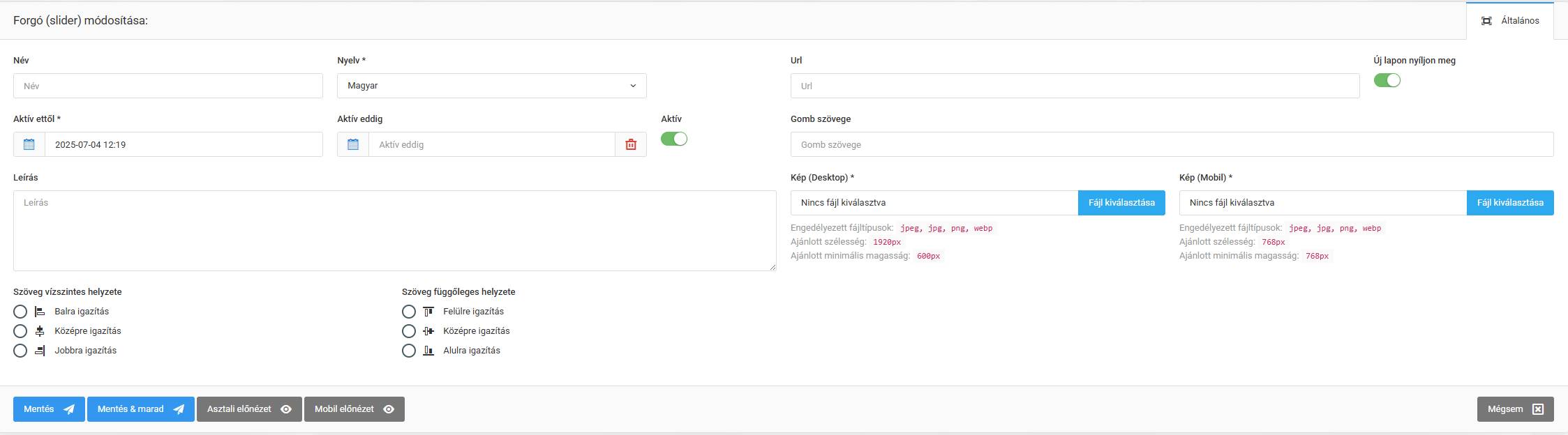 Forgók (sliderek) és szerkesztésük