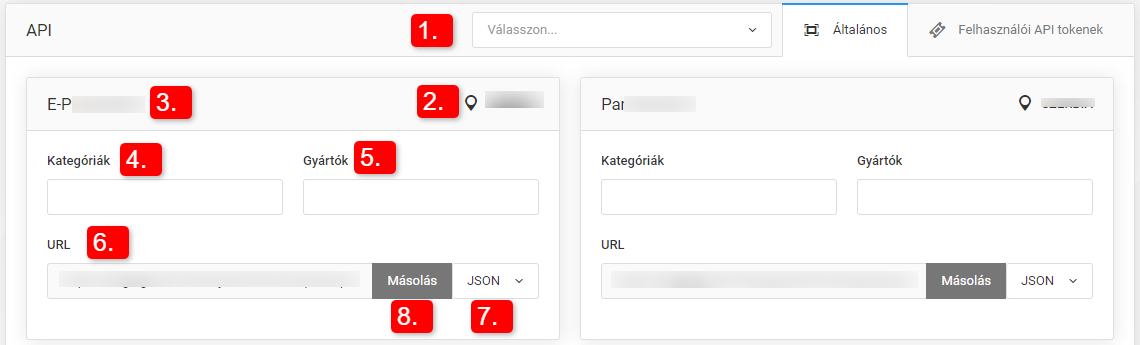API termékkészlet lekérés
