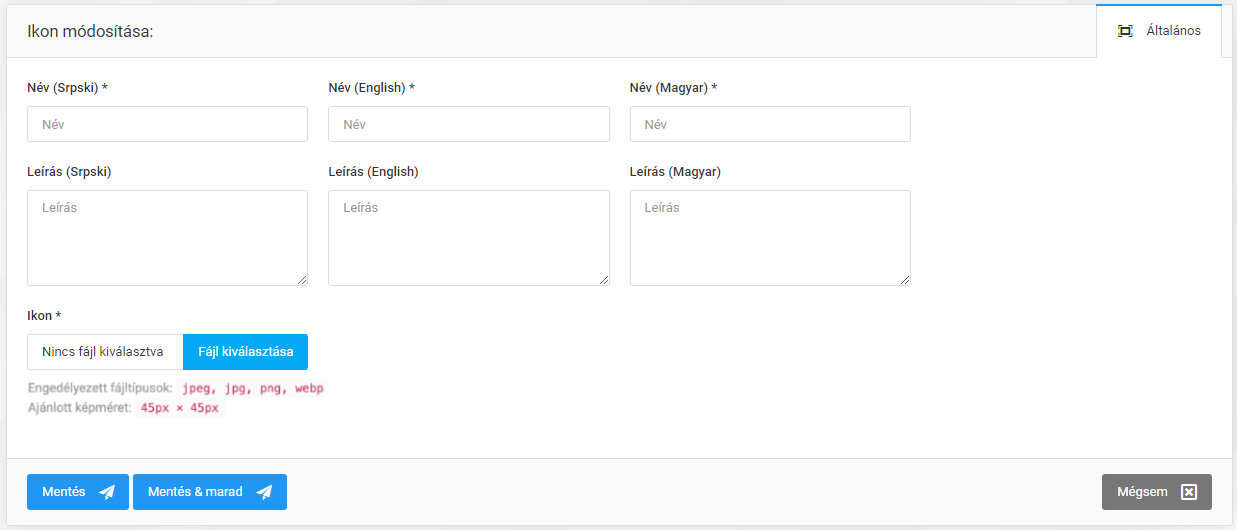 Ikonok a termékeknél