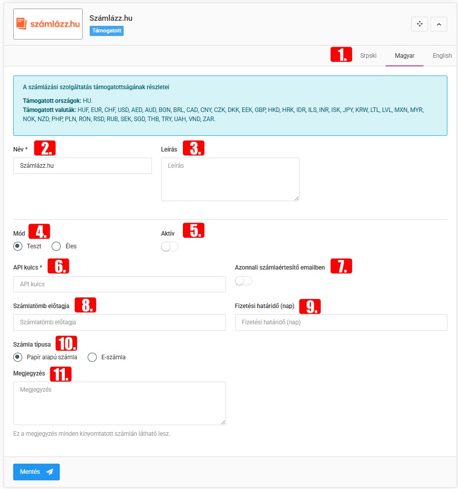 Számlázási szolgáltatások