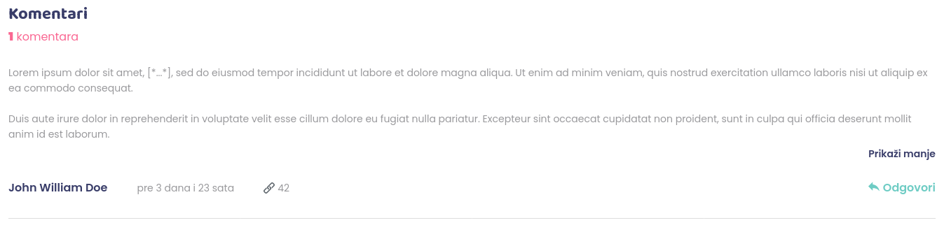 Komentari i upravljanje njima