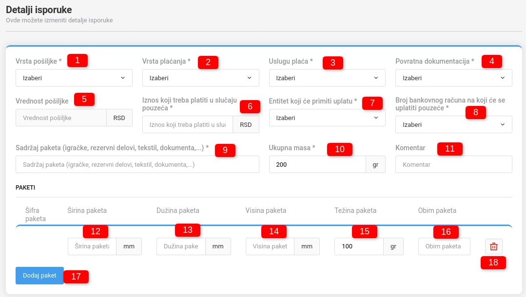 Specijalni tipovi isporuke