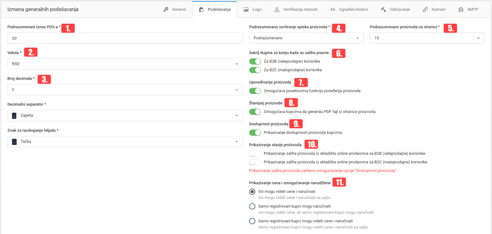 Generalna podešavanja