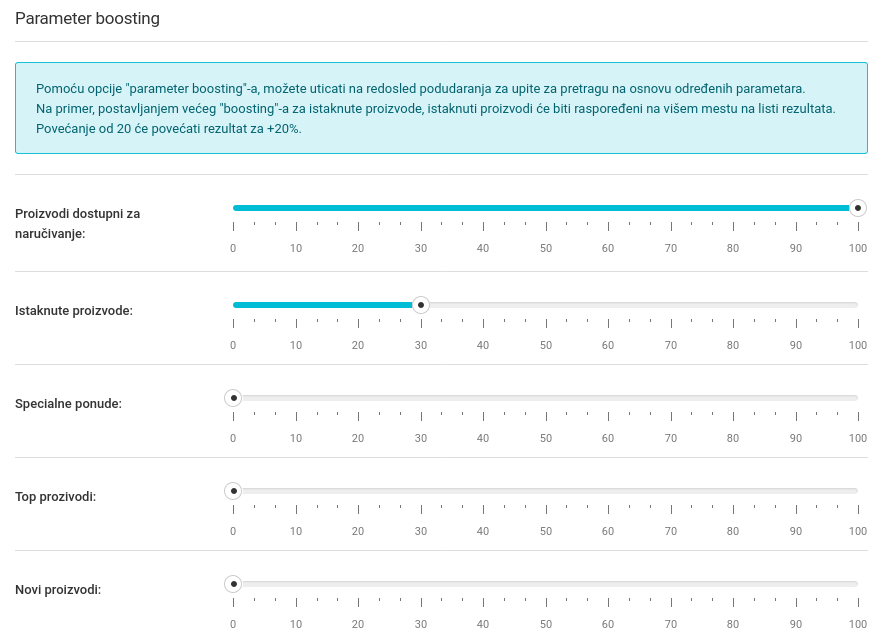 Podešavanje pretrage