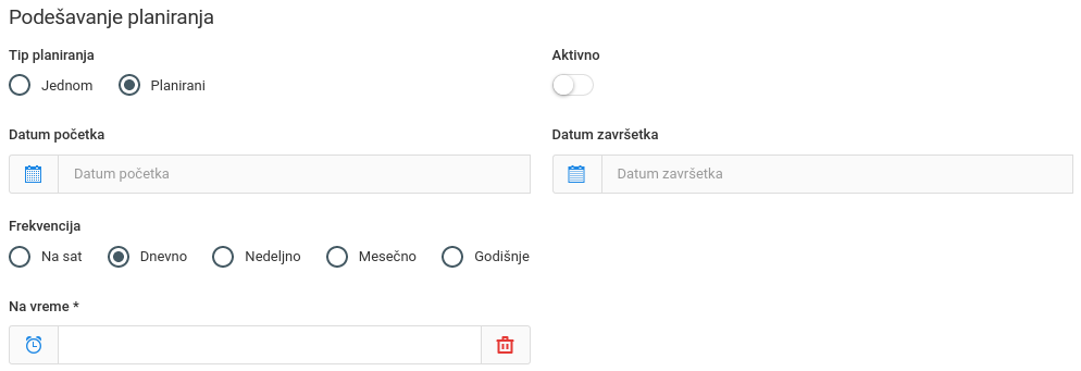 Opšta podešavanja za svaku sinhronizaciju