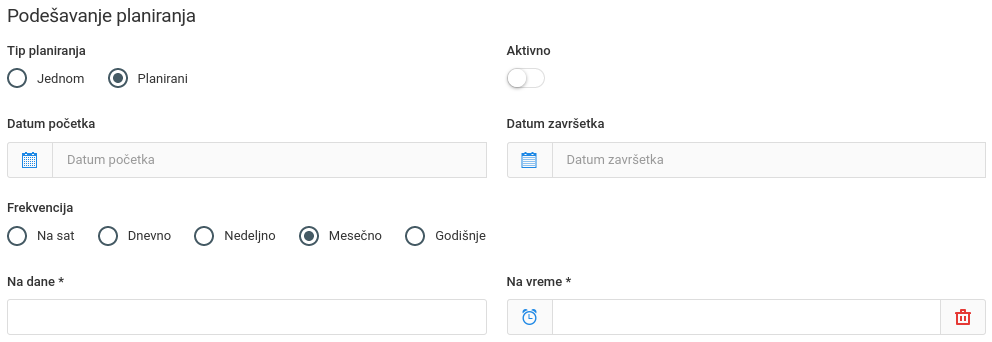 Opšta podešavanja za svaku sinhronizaciju