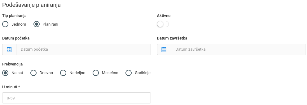 Opšta podešavanja za svaku sinhronizaciju