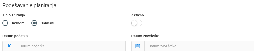 Opšta podešavanja za svaku sinhronizaciju