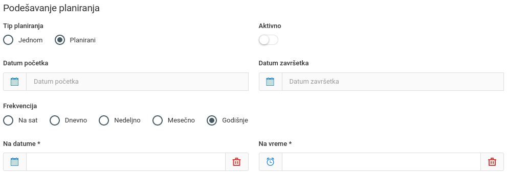 Opšta podešavanja za svaku sinhronizaciju