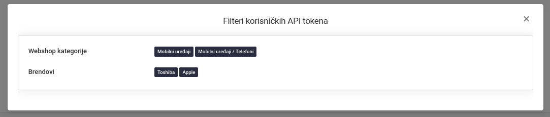 API proizvod listing