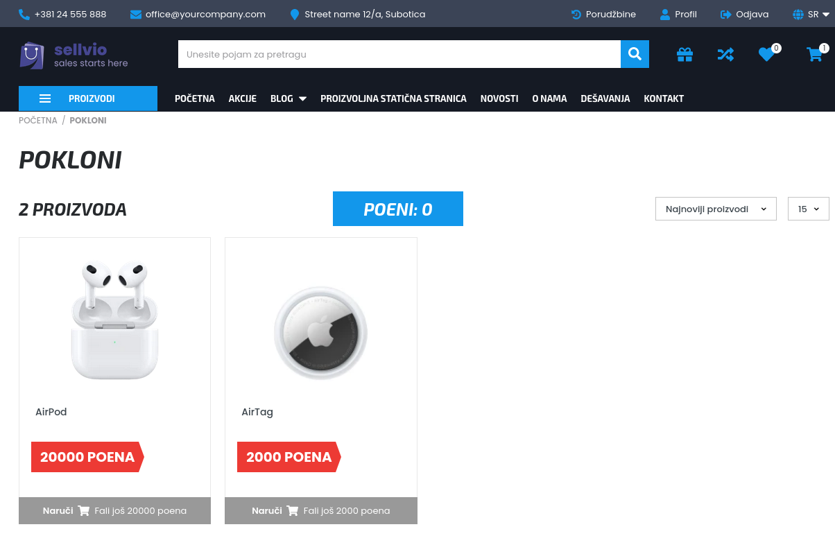 Pokloni za registrovane kupce