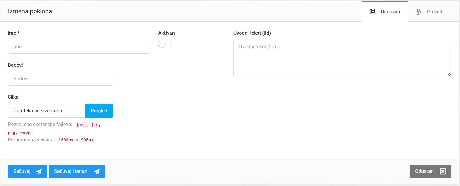 Pokloni za registrovane kupce